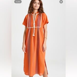 Tory Burch Striped Midi Caftan, size Small